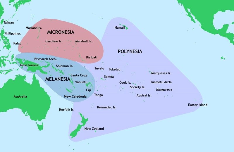 Крупные Острова Тихого Океана, Карта Островов в Океане